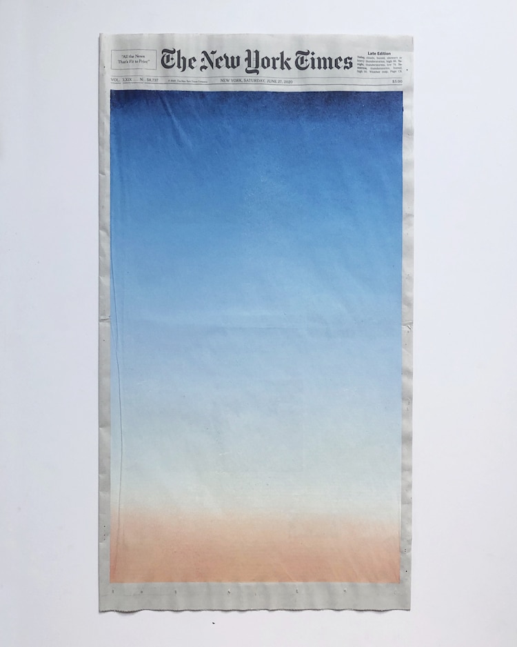 pintura de amanecer en la portada del New York times por Sho Shibuya