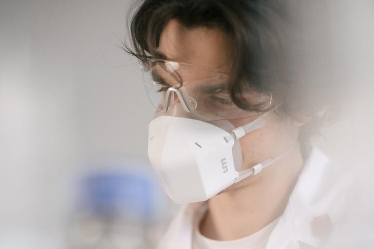 Man Wearing a Reusable Face Mask