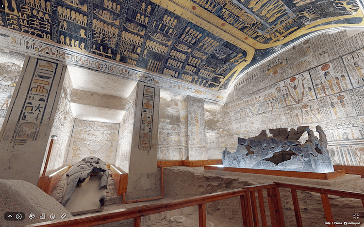 recorrido virtual de una tumba de un faraon en egipto