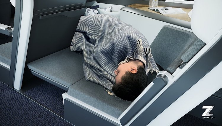 Passenger Lying Down and Sleeping During Flight