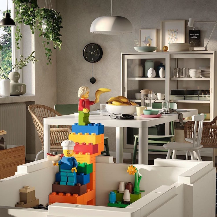 LEGO and IKEA made playful storage bin's that complement a space