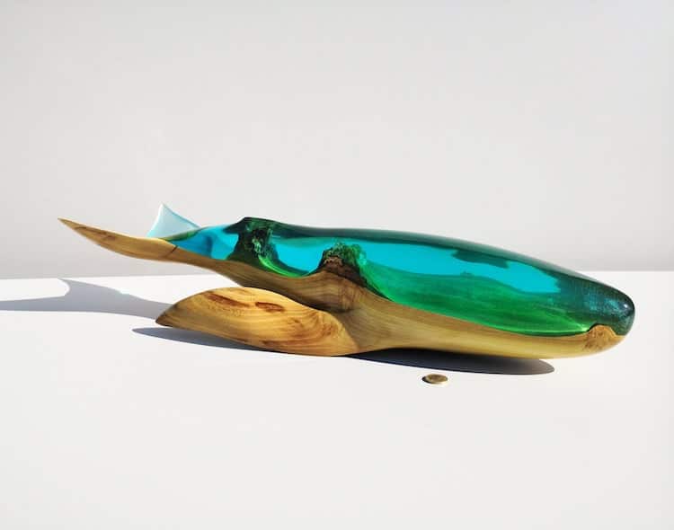 Wood and Resin Animal Sculpture by Yurii Myketka