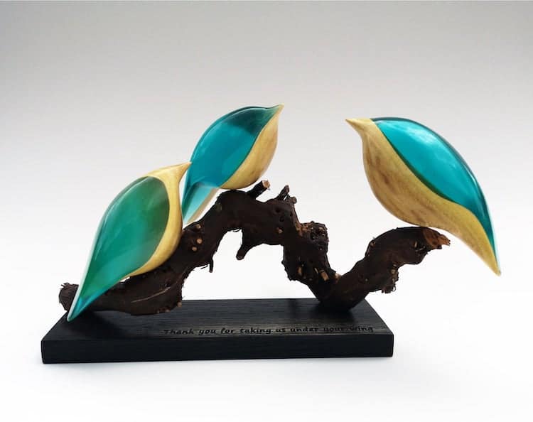 Wood and Resin Animal Sculpture by Yurii Myketka