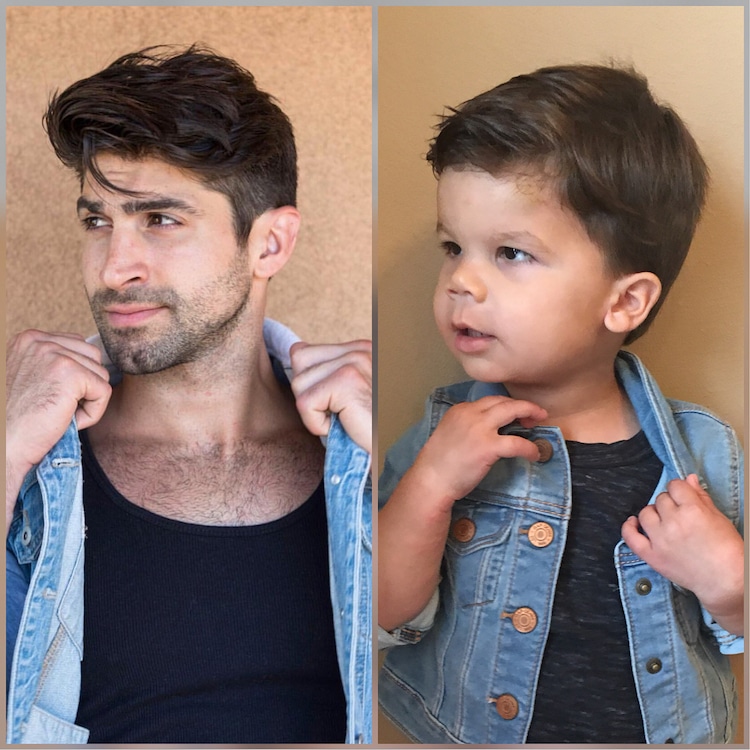 @babyandthebody niño recrea poses de tio modelo