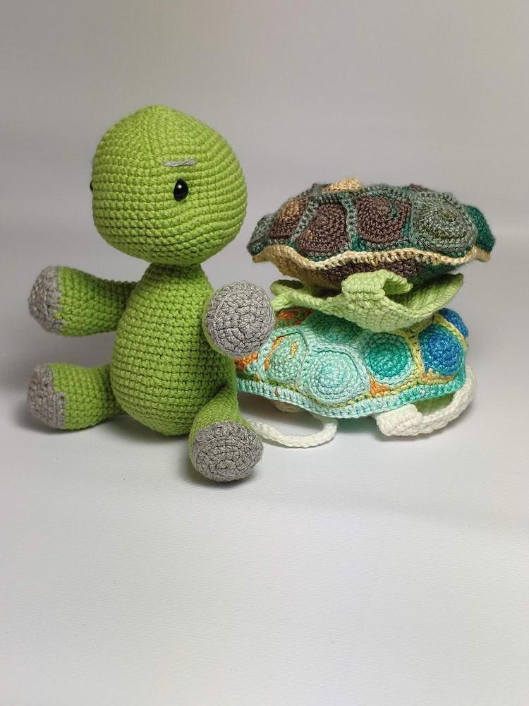 Crochet Toy Turtle With Removable Shell by Toysneed