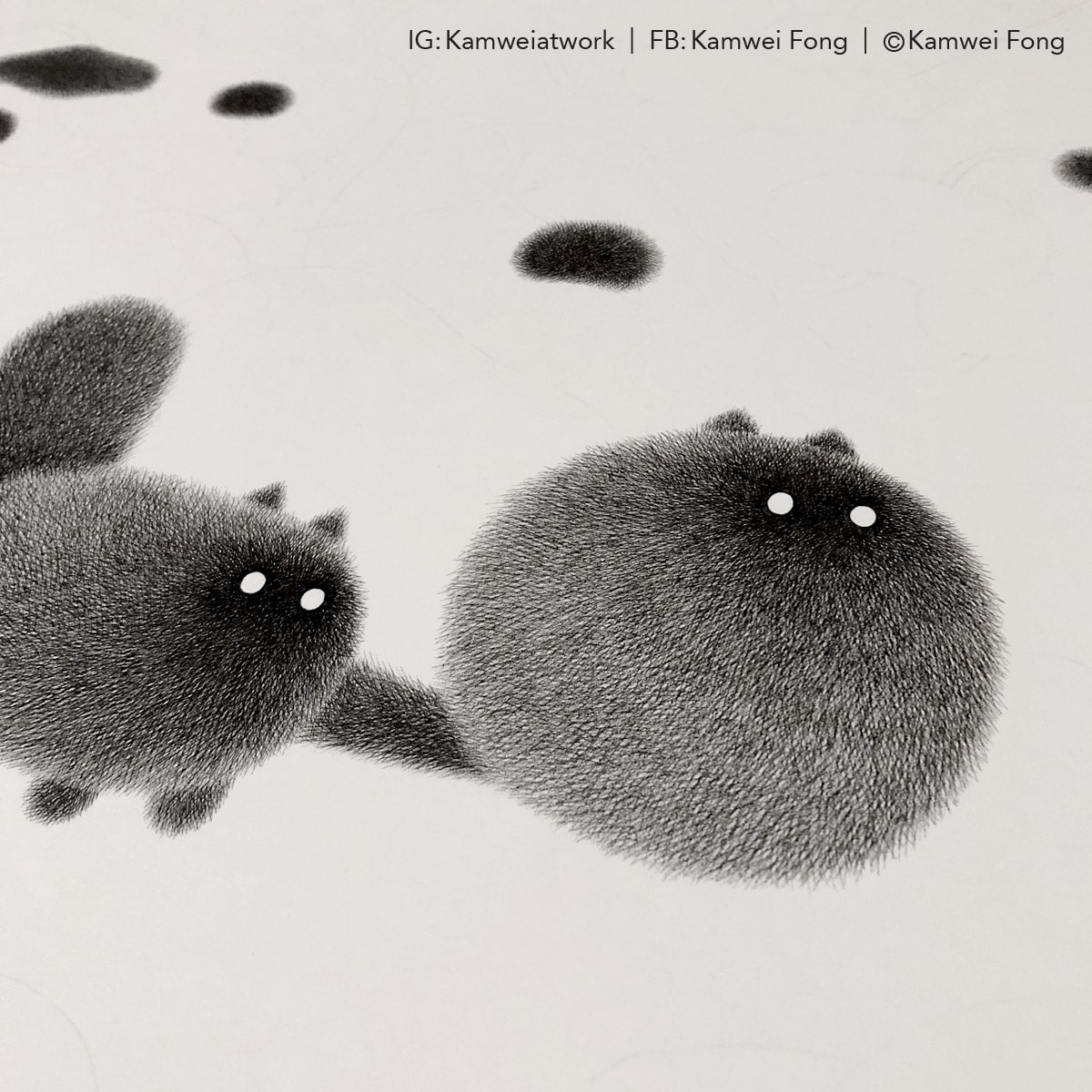 ilustracion de gatos por Kamwei Fong