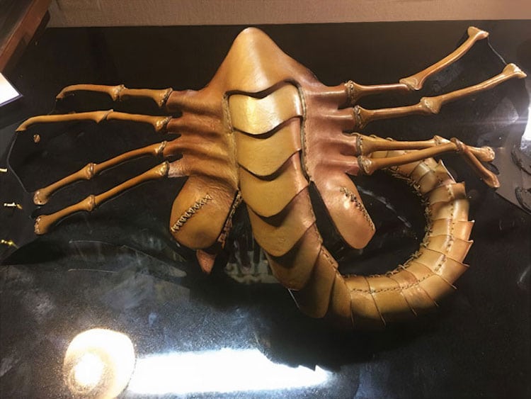 Leather Alien Facehugger Face Mask by Pirate’s Leatherworks
