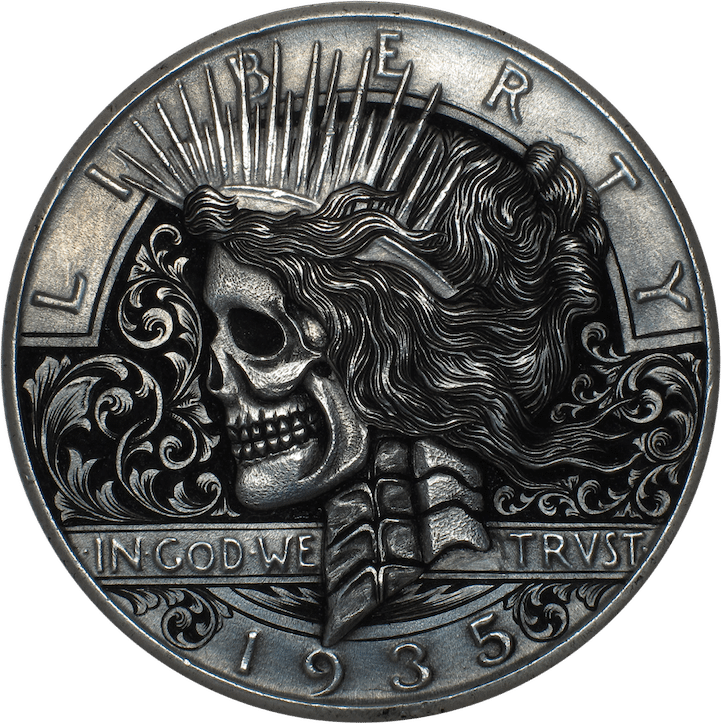Alabama Elephant "Hobo Nickel" on Morgan Dollar Coin ** 