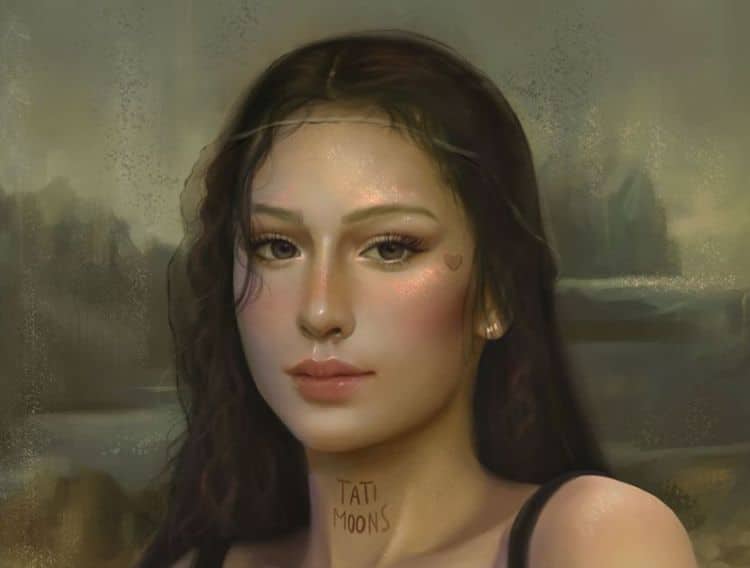 mona lisa con tatuajes por Tati Moons