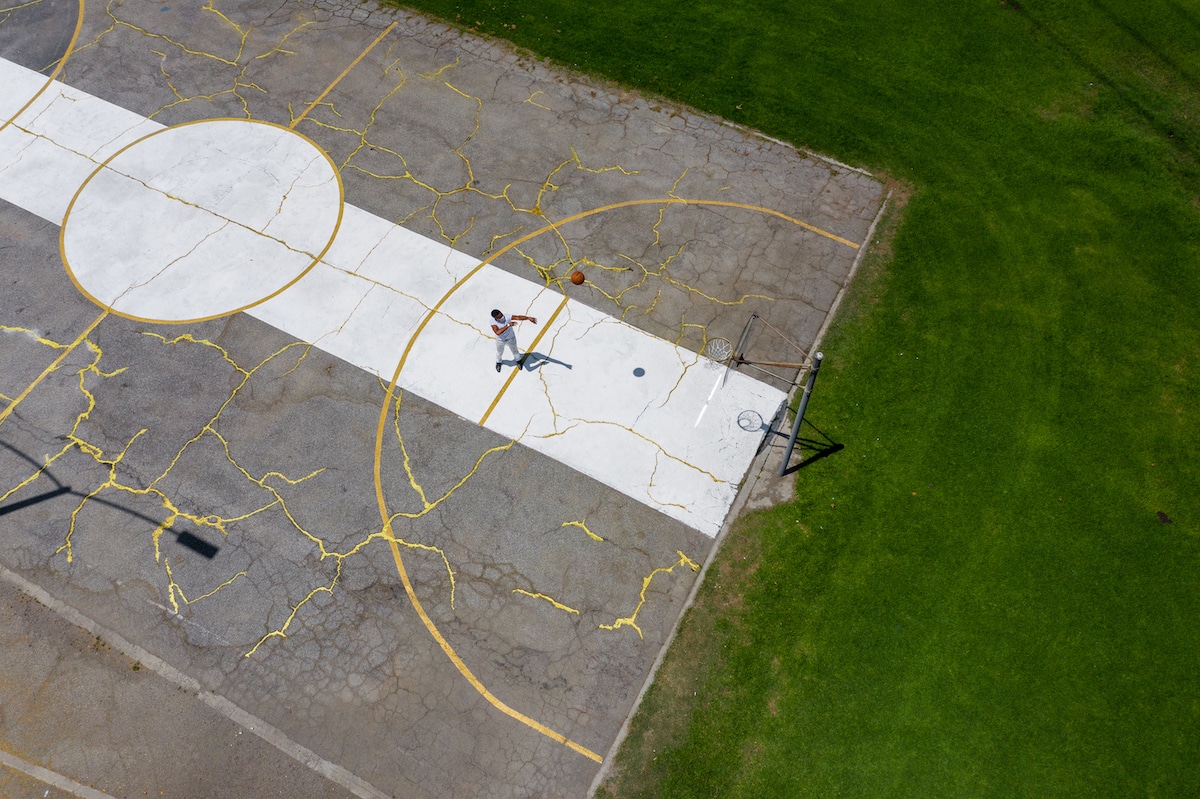 Basketball Court Artwork Using Kintsugi