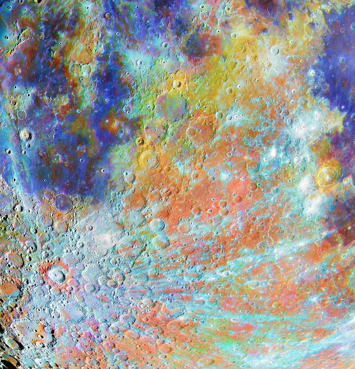 Colorful Craters on the Moon