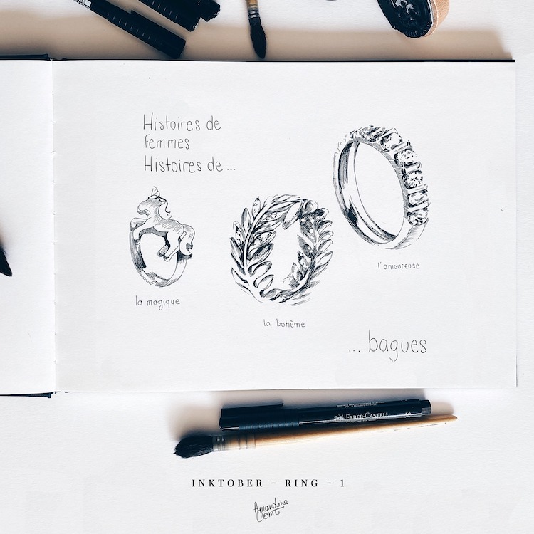 Inktober Ink Drawings of Rings