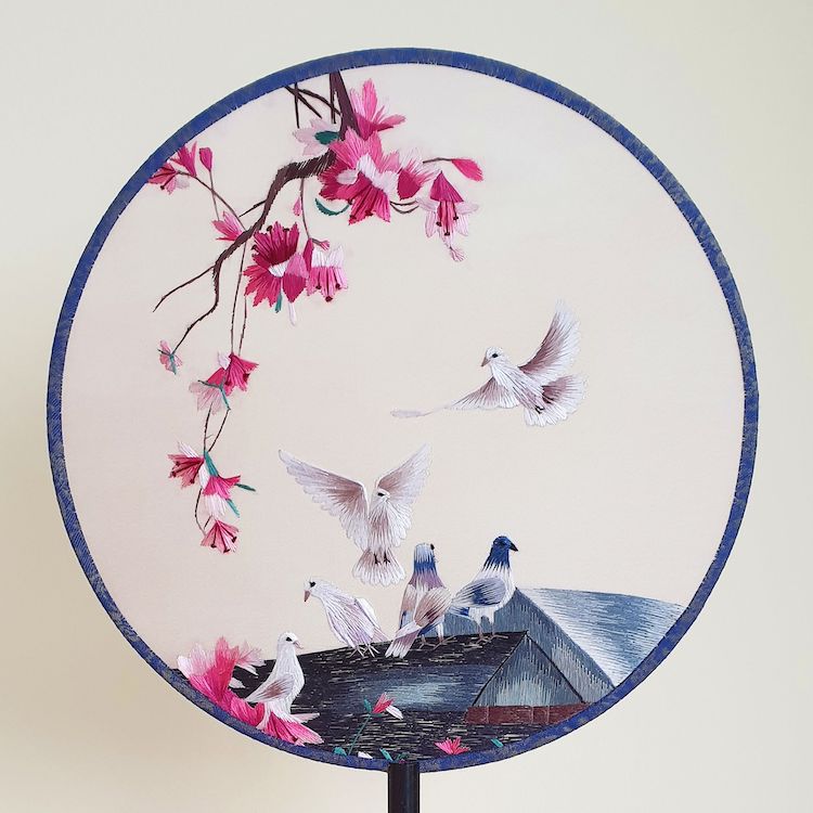 Embroidered Chinese Silk Fans by House of Peach Blossoms