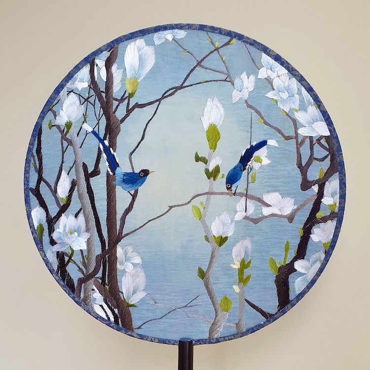 Embroidered Chinese Silk Fans by House of Peach Blossoms