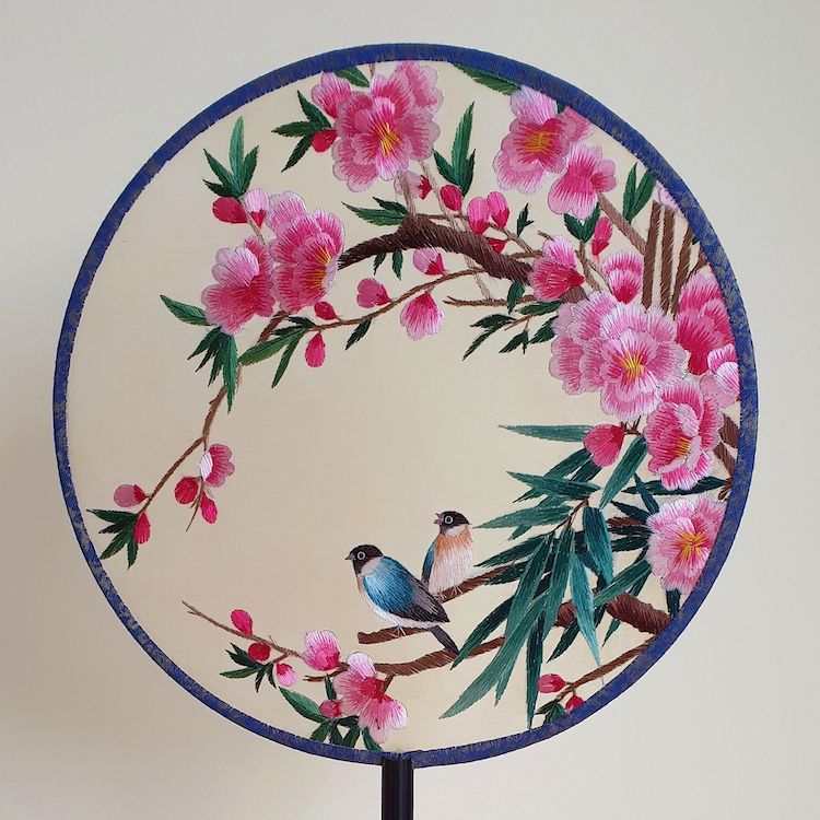 Embroidered Chinese Silk Fans by House of Peach Blossoms