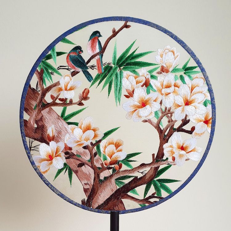 Embroidered Chinese Silk Fans by House of Peach Blossoms