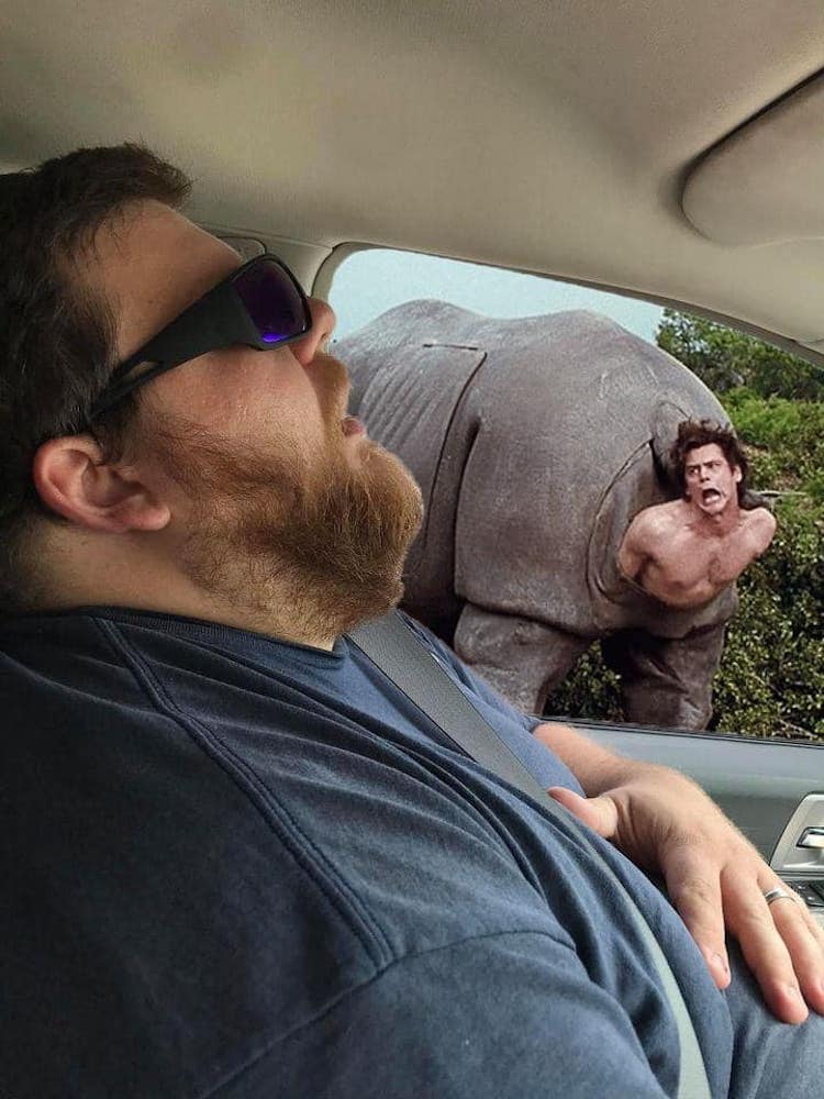 Man Sleeping With Funny Photoshop Image