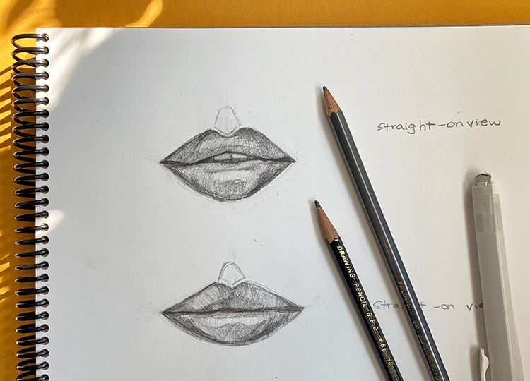 how to draw mouth step by step with pencil