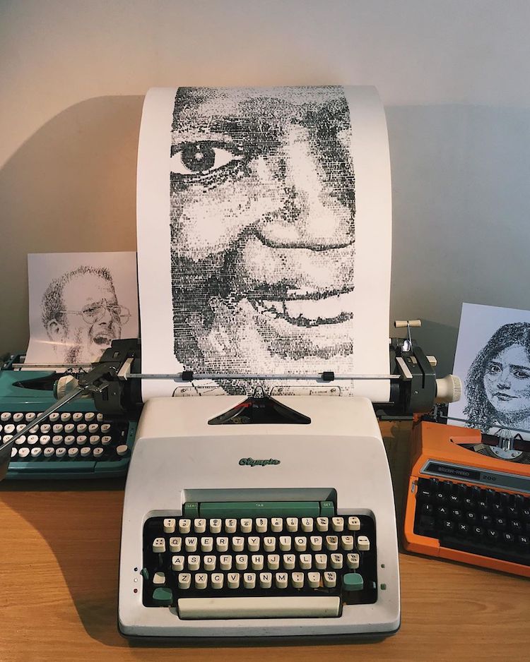 Este artista crea retratos y paisajes con una máquina de escribir