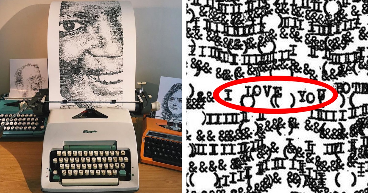 Artista crea lindos dibujos usando una máquina de escribir