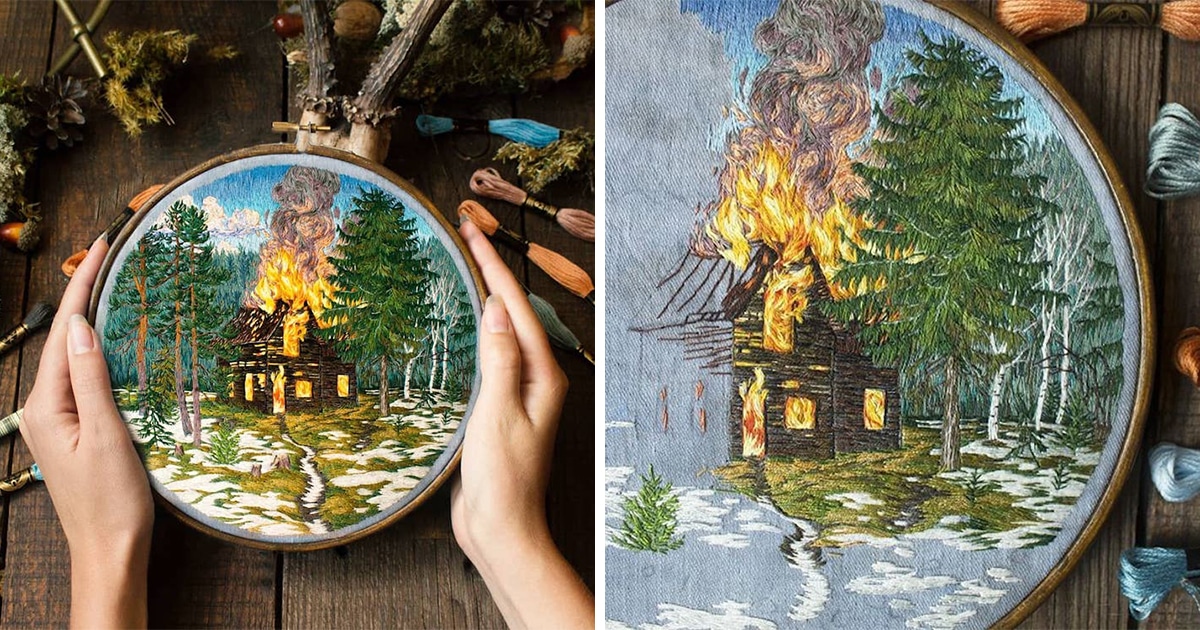 Artist Creates Exquisite Thread Paintings of Forests