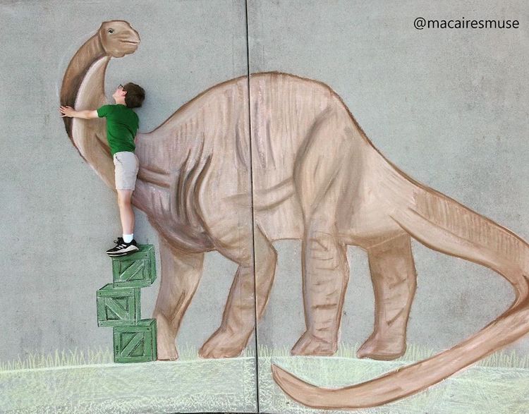 Chalk Drawing of a Dinosaur