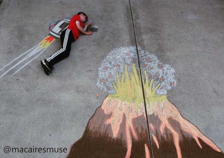 street chalk art lava