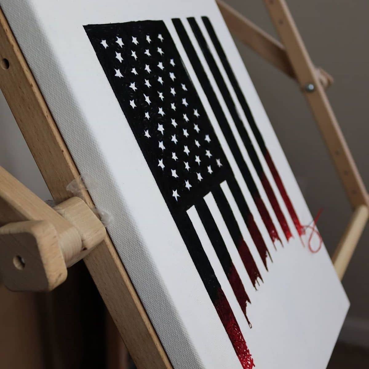 Nneka Jones embroiders the American flag