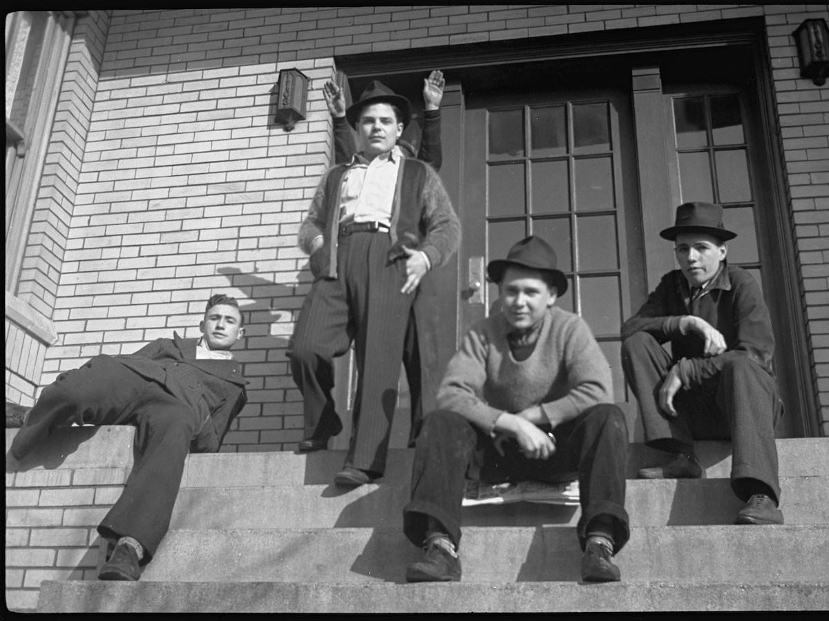 Boys on a Stoop in 1930s Chicago