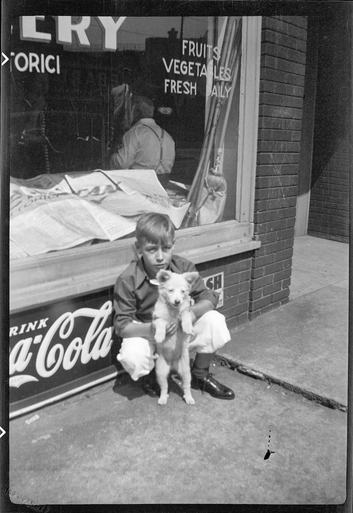 Young Boy in 1930s Chicago with His Dog