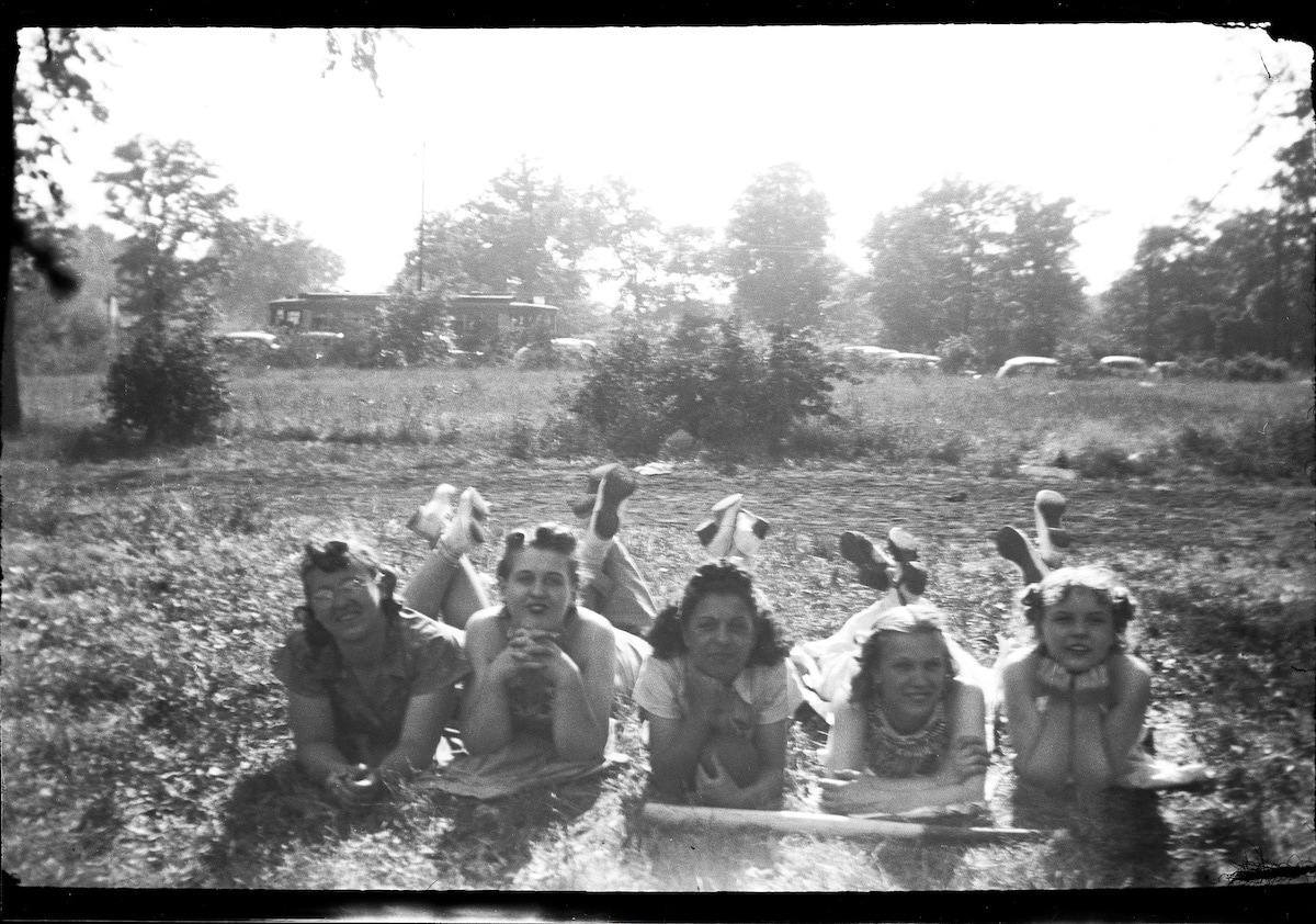 Vintage Photo of a Group of Girls Lying in the Grass