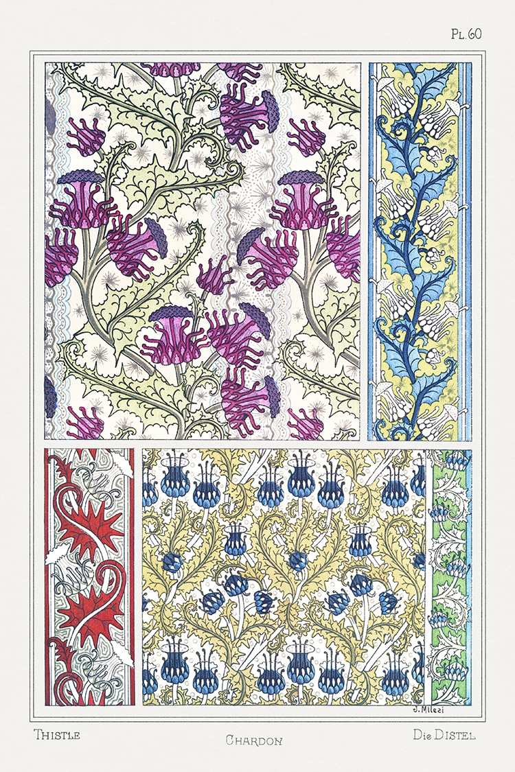 art nouveau design flowers