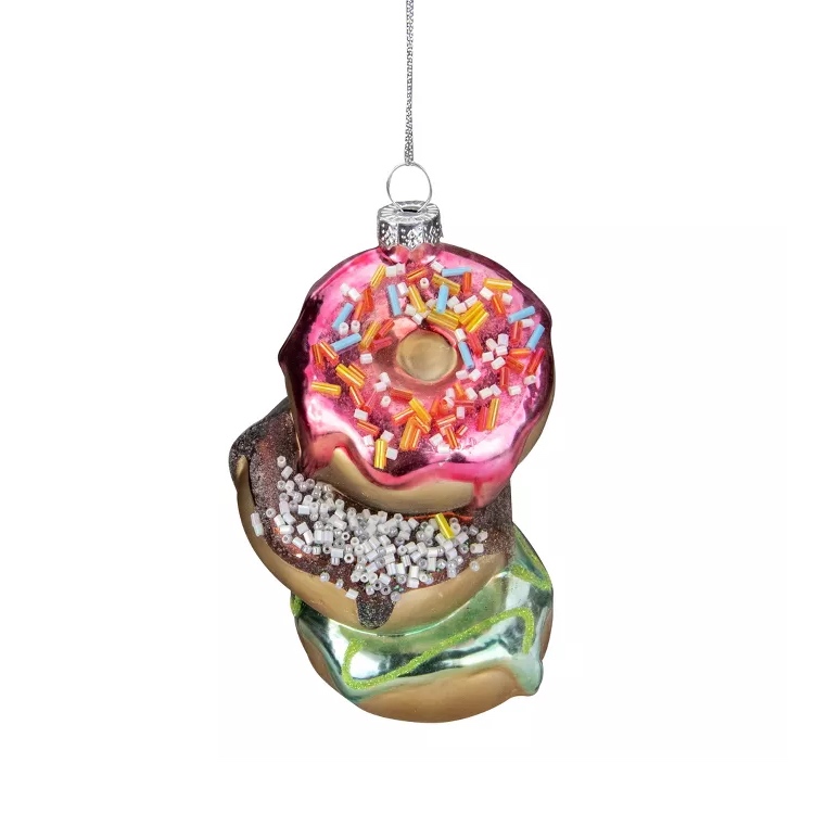 Stacked Donuts Glass Ornament