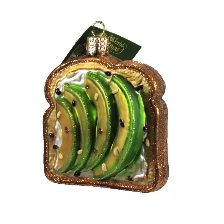 Avocado Toast Glass Christmas Ornament