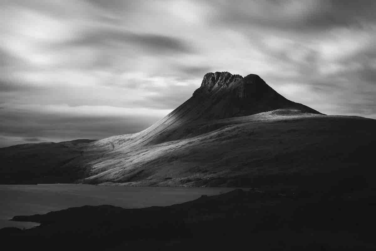 Black and White Photo of a Mountain the UK Highlands