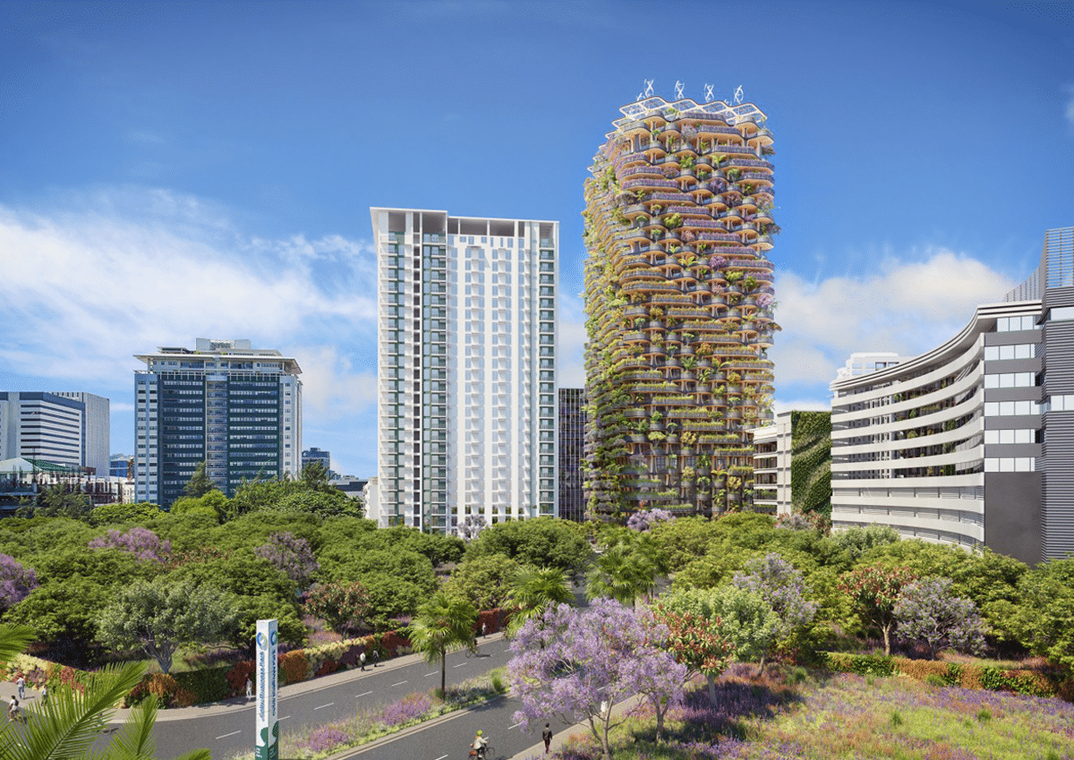 Exterior Rendering of Rainbow Tree Tower in the Philippines