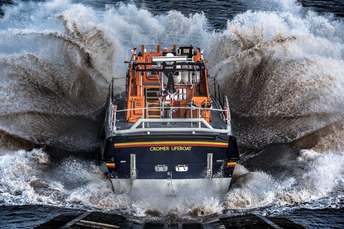 RNLI Cromer lifeboat launch