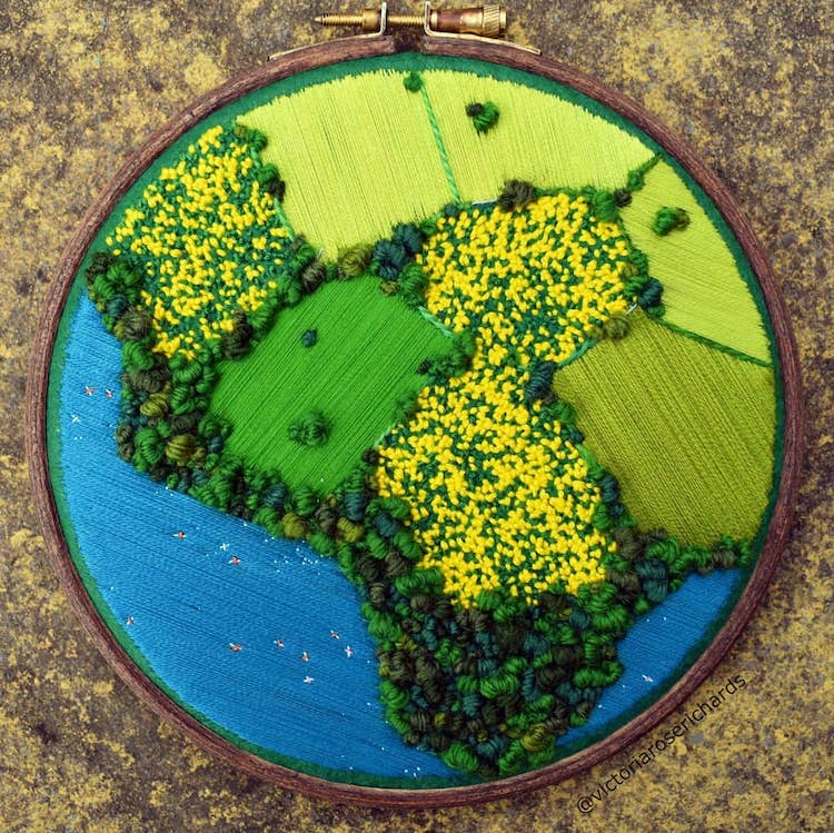 Aerial Landscape Embroidery by Victoria Rose Richards