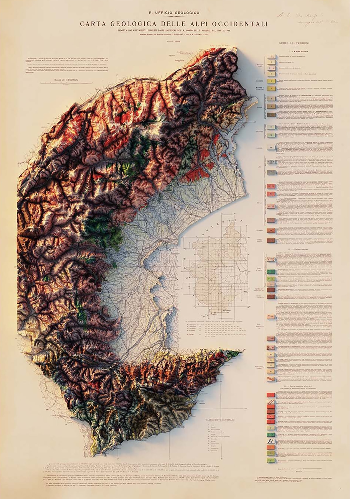 mapa antiguo de los alpes