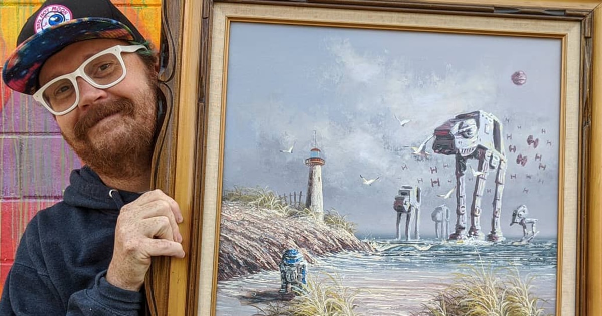 Artist Adds ‘Star Wars’ To Discarded Paintings He Finds in Thrift Stores
