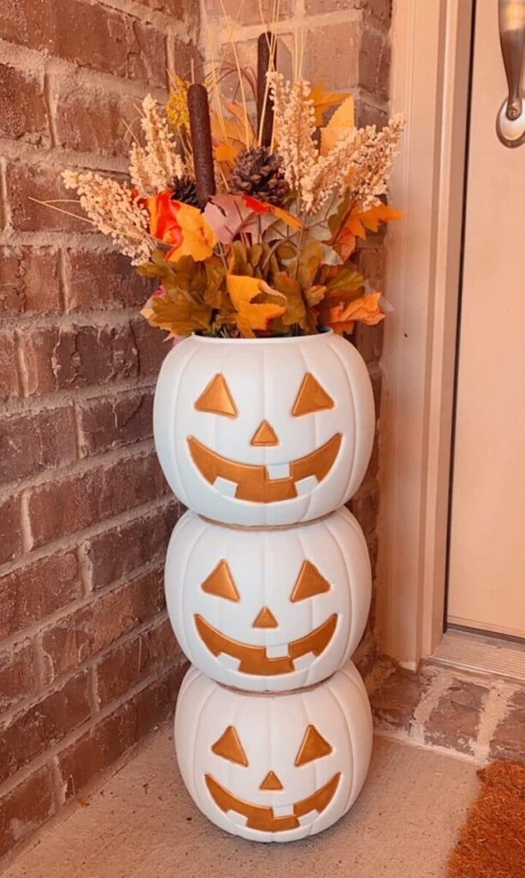 Stacked Plastic Pumpkin Planter