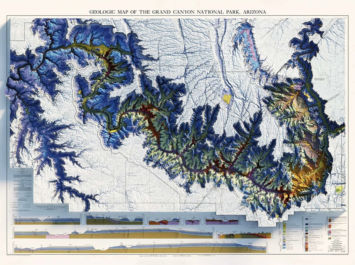 mapa antiguo del gran cañon