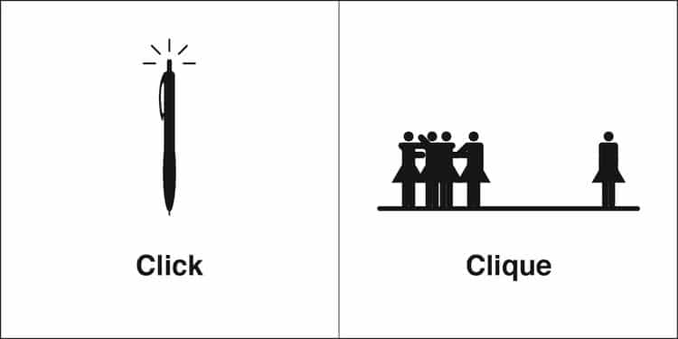 Click and Clique Homophones by Bruce Worden