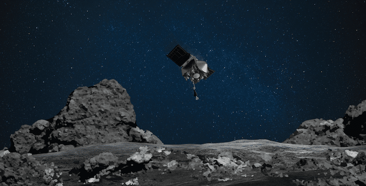 Osiris-Rex Spacecraft Ascending on Bennu Asteroid