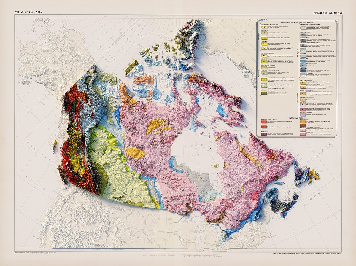 Mapa geológico vintage de Canadá