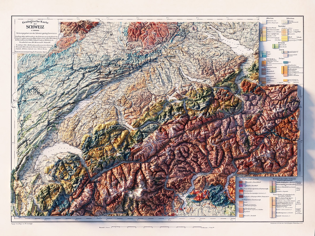 mapa antiguo de suiza