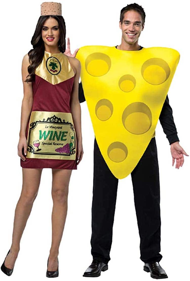 Disfraz de vino y queso para parejas