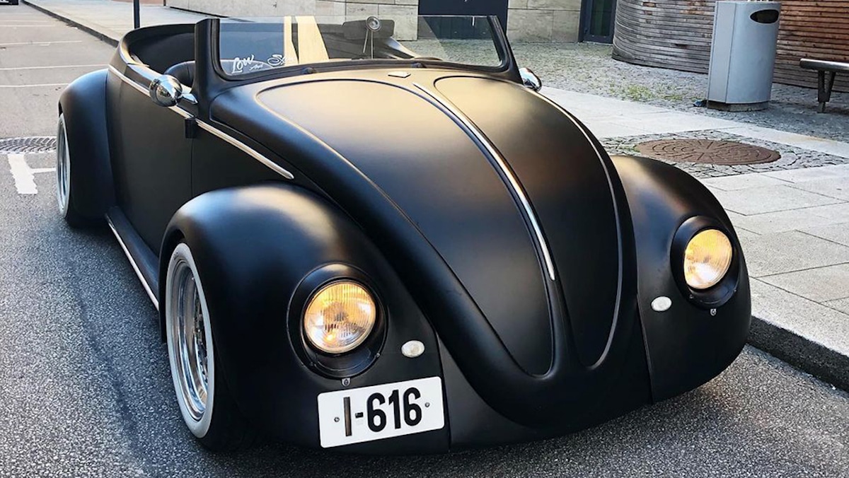 A Classic 1961 Volkswagen Beetle is Repainted Black Matte