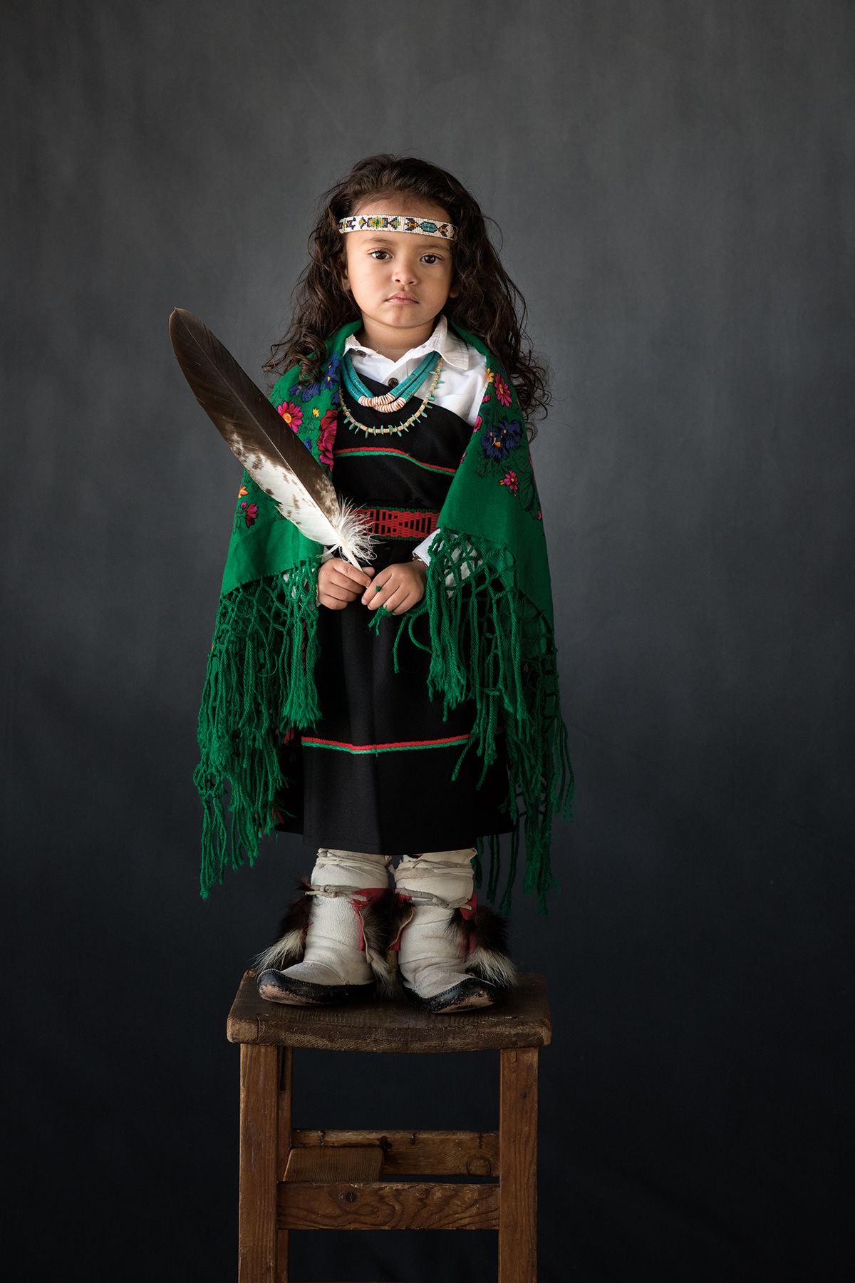 Native American Girl in Traditional Dress