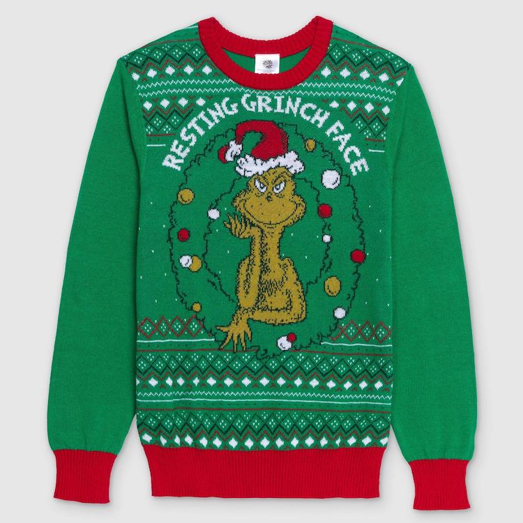 Resting Grinch Face Christmas Sweater
